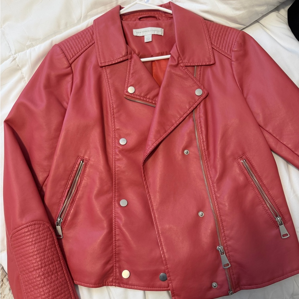 New York & Company Coral Leather Jacket